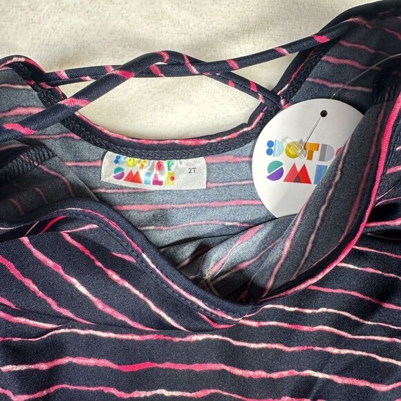 Dot Dot Smile Striped Black Pink Red Ballet Dress Crisscross Back Girls 2T READ - Picture 4 of 9